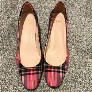 J. Crew Women's Plaid Flats - Red and Black